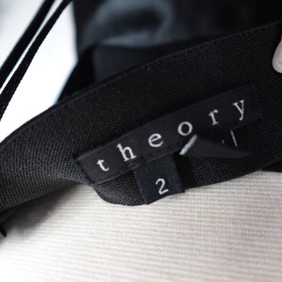 Theory Chanesa Black Velvet Satin Silk-Blend Strapless Mini Cocktail Tube Dress - Picture 12 of 14